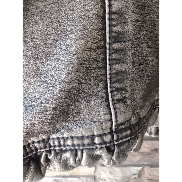 Outerwear by Lisa Jacket Gold Metallic W Black Distressed Finish Vegan Leather - Picture 13 of 14